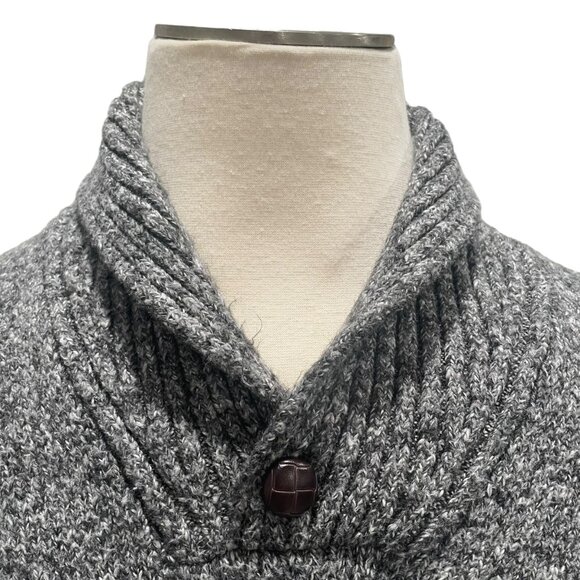 Old Navy XXL Gray Shawl Collar Sweater Marled Knit Fall Layers Cozy Grandpa Core - Picture 4 of 11